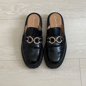 Circus by Sam Edelman Black Loafers with distressed Gold Accents